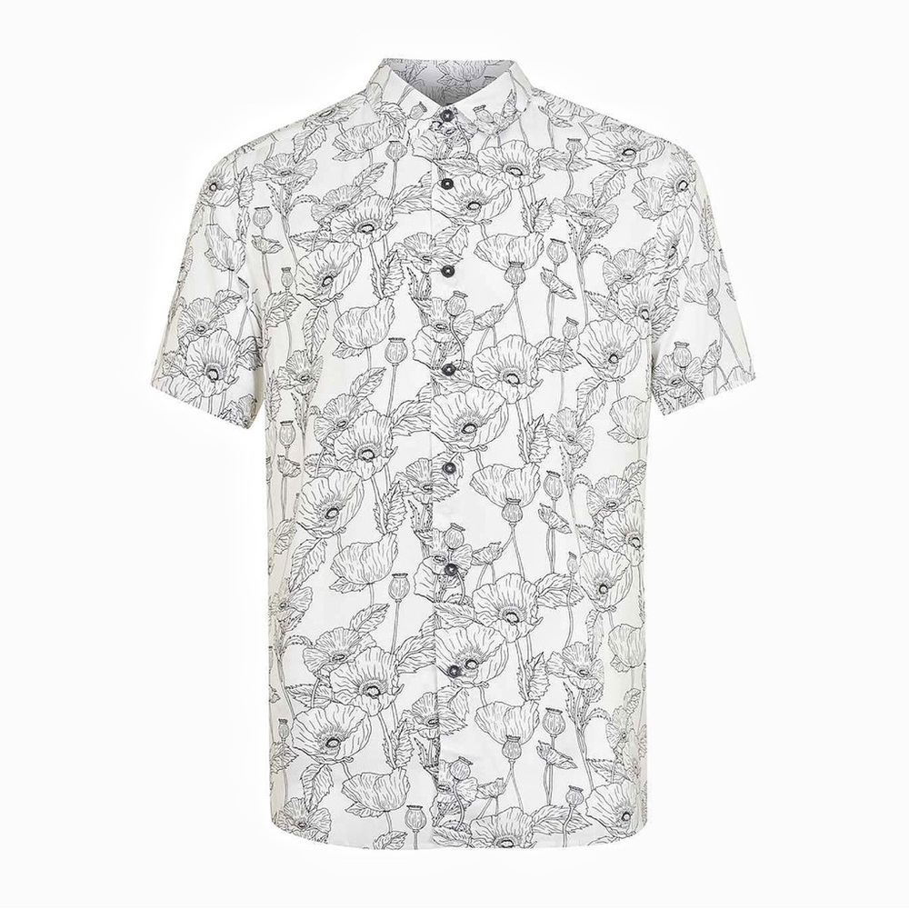 TOPMAN | poppy short sleeve button down shirt | size XS